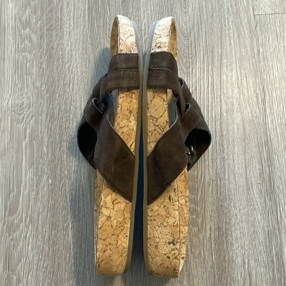 Eddie Bauer Women’s Slide Sandals Size 7 Brown Leather Granola Girl Bohemian